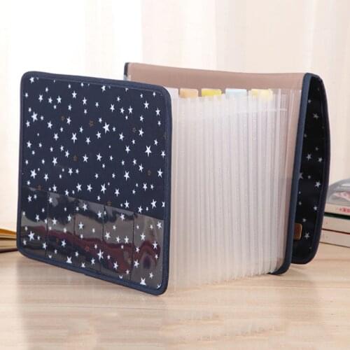 Cute Portable Expandable Accordion 13 Pockets A4 File Folder Oxford Expanding Document Briefcase Office Stationery Supplies