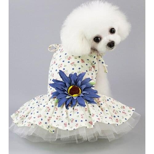 Pet Dog Clothes Princess Dress Gauze Mesh Lace Flower Summer Dresses Sleeveless For Small Pets Dogs Small Fresh Fashion Clothes