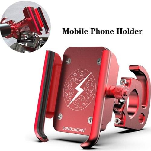 Bicycle Aluminum Alloy Universal Motorcycle Handle Bar Mount Cell Phone Holder Stand With Hook For 4-6.5 Inch Mobile Phones