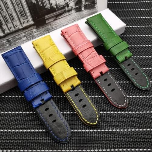 Top quality 24mm italy Genuine Leather Handmade Handmade Band Retro Watch Straps For Panerai strap for PAM111/386/441 Buckle
