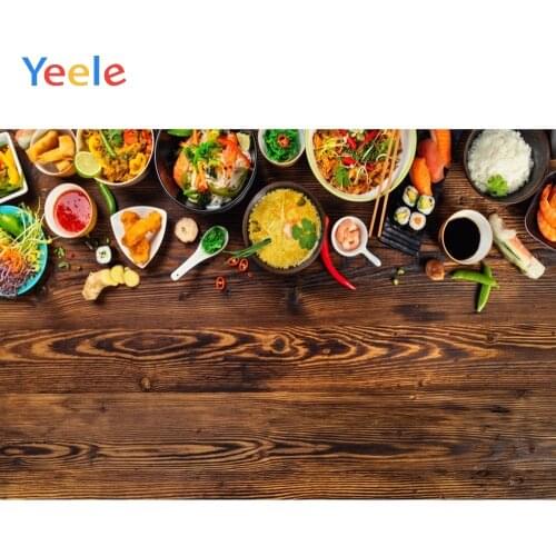 Yeele Wooden Board Delicious Food Breakfast Vegetables Kitchen Photography Backgrounds Photographic Backdrops for Photo Studio