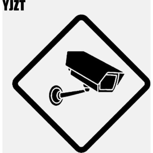 YJZT 13.5CM*13.5CM Cctv Video Surveillance Camera Information Vinyl Black/Silver Car Sticker C22-0889