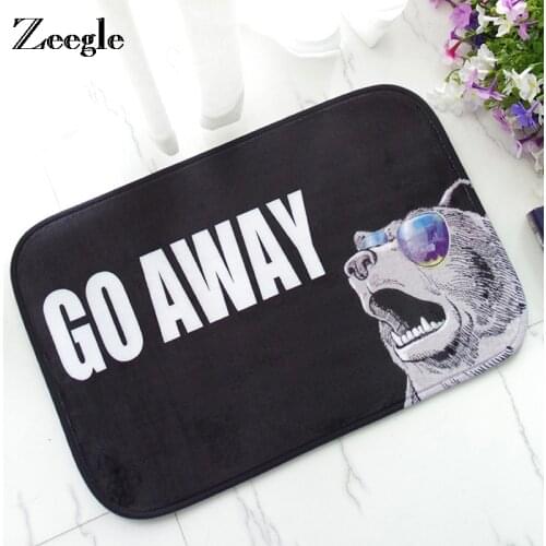 Zeegle Dog Animal Door Mats Coral Velvet Carpet Humorous Funny Words Go Away Entrance Indoor Floor Mat Non-slip Doormat rug