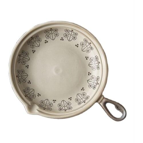 Nordic Style Single Handle Heat-Resistant Clay Pot Frying Pan Made of Natural Clay and Can be Use on Open Flame For Kitchen Cook