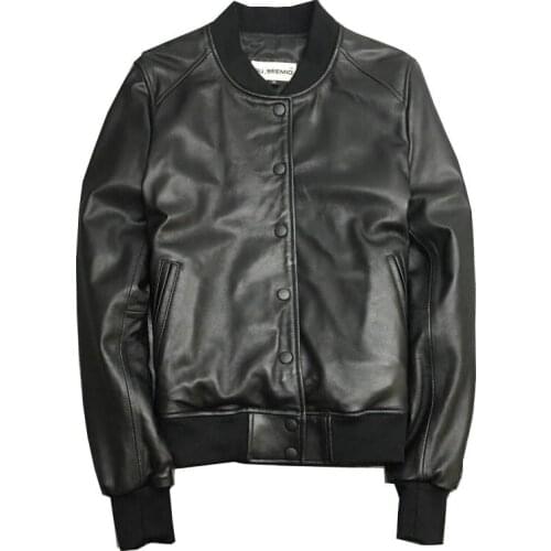 2020 Spring Autumn Genuine Leather Jacket Women Bomber Sheepskin Coat Short Real Leather Jacket Campera Mujer 1702 KJ2277