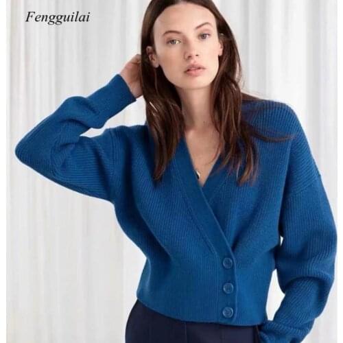 Womens Knitted Cardigan Autumn 2021 New European and American Retro Port Style V-Neck Side Breasted Long Sleeve Sweater Coat