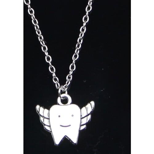 20pcs New Fashion Necklace 20x18mm tooth fairy teeth Pendants Short Long Women Men Colar Gift Jewelry Choker