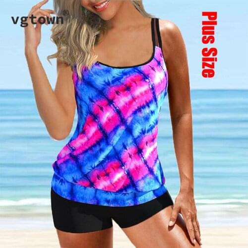 2022 New Swimsuit Women Plus Size 6XL 8XL Sexy Print Tankini Set Two Piece Swimwear maillot de bain femme Fat Ladies Bathing