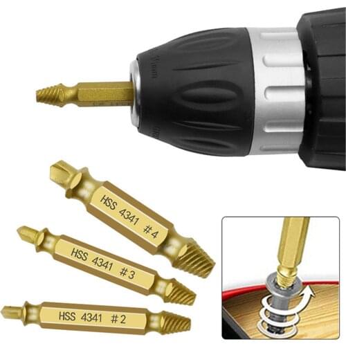 6 Pcs Damaged Screw Extractors Set Nail Remover Golden HSS 4341 Broken Striped 6 Sticks High Speed Steel Hand Tools