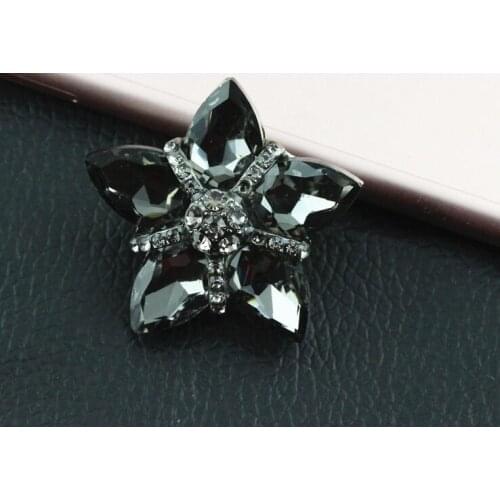 Free shipping 5pcs/lot Black Crystal high-grade mink garment button cashmere coat buttons 35mm diamond decorative button