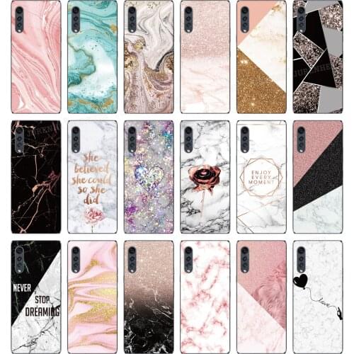 Printed Colorful Marble Textures Clear Phone Case Cover For LG Velvet 5G / 4G Soft TPU Fundas