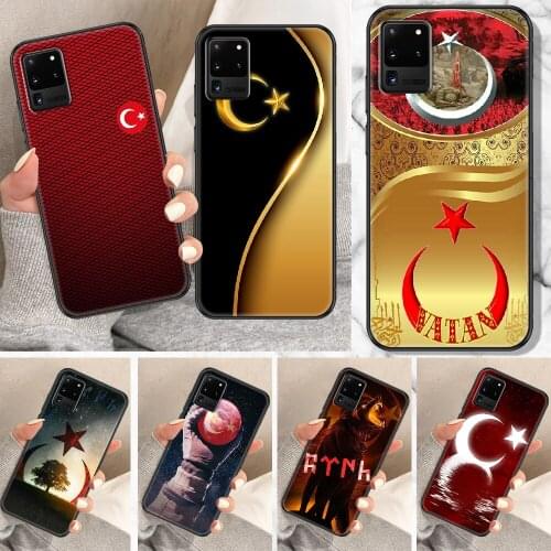 Turkey Turkish Flag Phone case For Samsung Galaxy Note 4 8 9 10 20 S8 S9 S10 S10E S20 Plus UITRA Ultra black tpu shell silicone