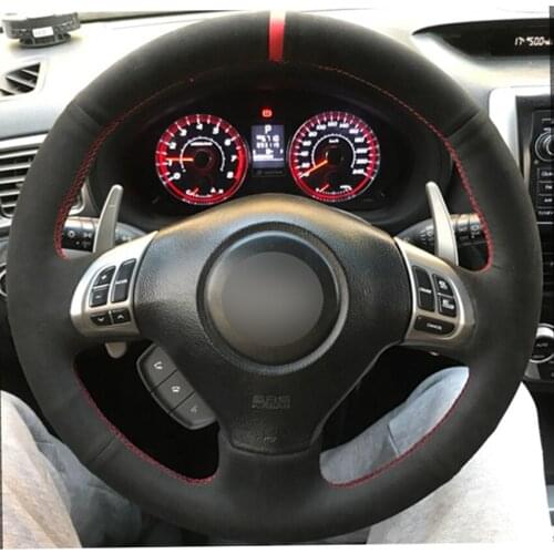 Black Sued Car Steering Wheel Covers for Subaru Forester 2008-2012 Impreza 2008-2011 Legacy 2008-2010 Exiga 2 Steering Covers