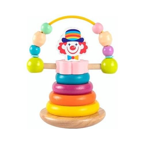 Wooden Clown Rainbow Circle Stacks Of Music Pile Pagoda Game Childrens Family Party Building Blocks To Build Educational Toys