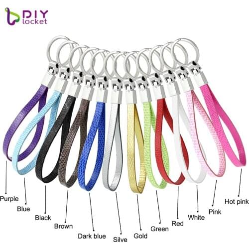 Diylocket 10pcs Mix Color Snake Pu Leather Keychain Wholesale Jewelry LSBR054