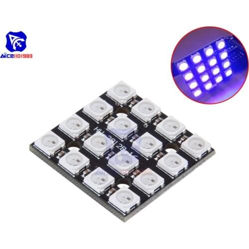 NEW 16 Bits 4x4 LED RGB Lamps WS2812B WS2812 5050 RGB LED With Integrated Drive Board Module Drivers For Arduino