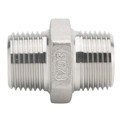304 Stainless Steel 1/8" 1/4" 3/8" 1/2" 3/4" Male To Male Hex Nipple Threaded Pipe Fitting Coupling Connector