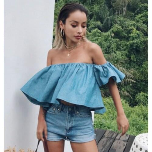 Синие блузки JUNSRM China At AliExpress