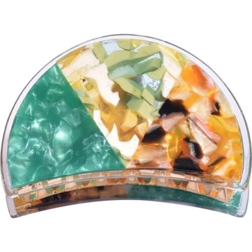 Korea Chic Vintage Claw Clip Temperament Catch Clip French Fresh Olive Green Totem Splicing Acetic Acid Hairpin Shark Clips