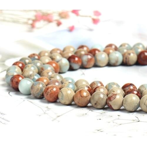 Natural Serpentine Jasper 4-12mm round Gemstone beads for 925 sterling silver Jewelry Making Necklace Bracelet 15inch ICNWAY