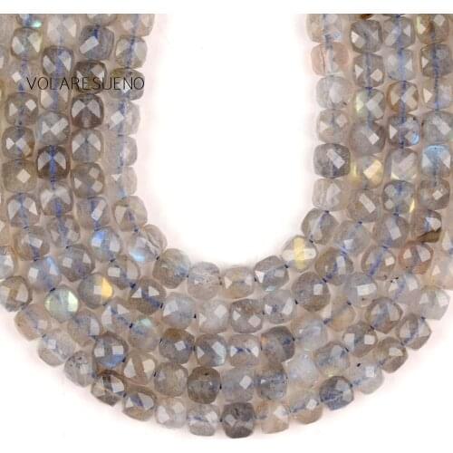 Natural Gem Faceted Labradorite Square Beads For Jewelry Making DIY Needlework Bracelet Charms Necklace Loose Spacer Beads 15