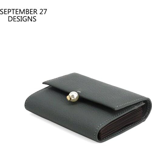 New Fashion Hasp Organ Credit Card Bag Women First Layer Sheepskin Leather Luxury Ladies Storage Coin Purses Multi Card Set