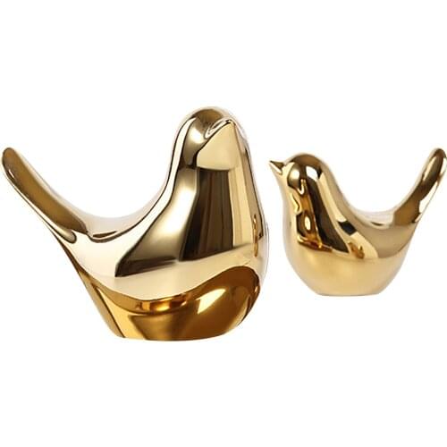 New Design Cute Golden Ceramic Desktop Bird Decoration Modern Living Room Home Soft Decoration Home Creative Decoration
