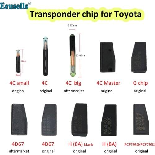 Original/Aftermarket Auto Transponder Car Key Chip 4D67 4C ID4C G 72 H 8A 128bit WS21-00 PCF7930/PCF7931 for Toyota CorollaCamry