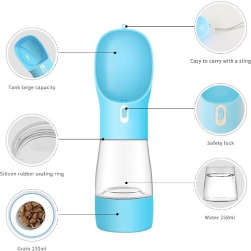Portable Pet Dog Water Bottle for Small Large Dogs Separating Cup for Storing Water and Grain Cat Food Container Pet Supplies