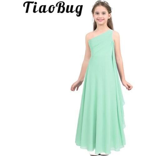 Tiaobug Chiffon Maxi Girls Dresses Flower Girls Dress Kids Pageant Party Wedding Ball Gown Princess Formal Occasion Long Dress