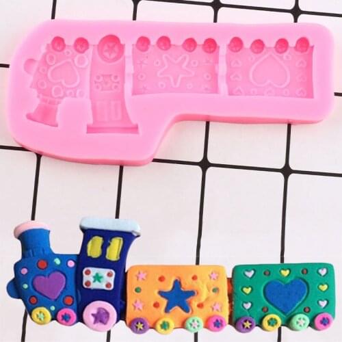 Train Silicone Mold Baby Birthday Fondant Chocolate Mould DIY Cake Decorating Tools Polymer Clay Candy Resin Molds