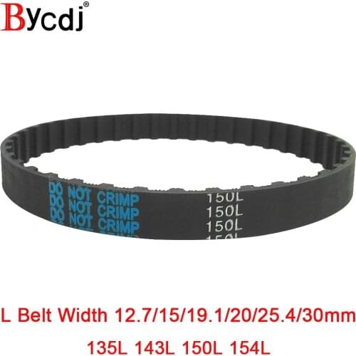 Trapezoid L Timing belt C=135/143/150/154L Width 12.7/15/19.1/20/25.4mm rubber Synchronous Belt Teeth 36 38 40 41T pitch=9.525mm