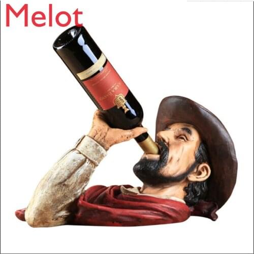 Western Cowboy Head Wine Rack Restaurant Wine Cellar Kitchen Crafts Decoration Bar Counter