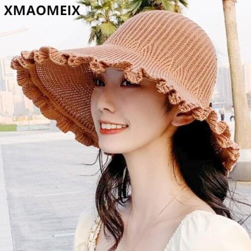 XMAOMEIX New Summer Womens Panama Breathable Sun Hats Empty Straw Hat Foldable Sun Protection Oversized Brim Female Beach Hat