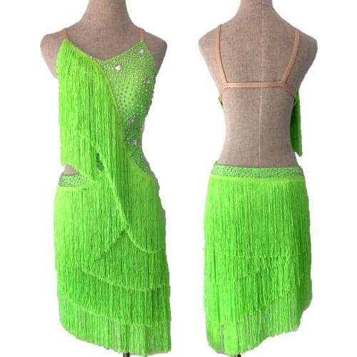Custom Size&Colors Latin Dance Dress Multi Layers Fringes Sexy Backless Performance Costume For Women Tassel Dress Skirt BL4529