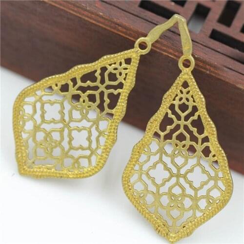 10pcs Brass Casted Double Sided Flower Drop Stamping Filigree Charms Pendant Quality Gold Silver Color DIY Jewelry Accessories