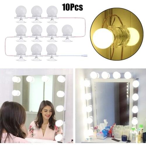 10Pcs Women Makeup Mirror Lamp Light Dimmable Vanity Lights DIY LED Light Bulbs Kit Wall Lamp for Dressing Table Bedroom Mirror