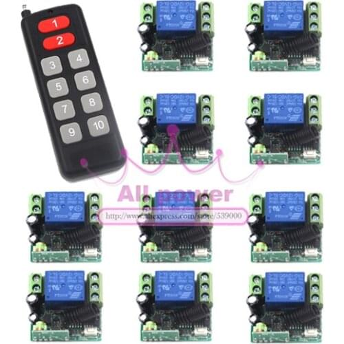 12V 1CH wireless RF Remote Control Switch 12V learning code receiver + 10 keys trasmitter