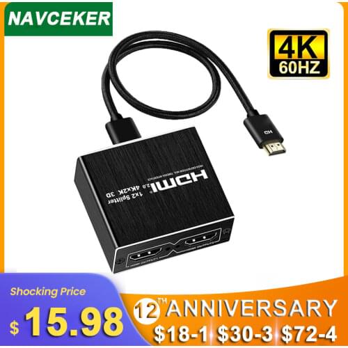 2020 Best 4K 60Hz UHD HDMI Splitter 2.0 1x2 HDMI 2.0 Splitter Support HDCP 1.4 HDR Splitter HDMI 2.0 4K HDMI2.0 Splitter for PS4
