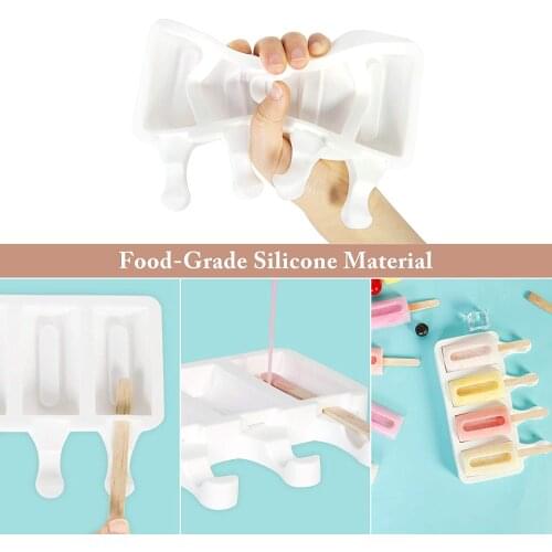 4 Hole Silicone Ice Cream Mold Ice Cube Tray Popsicle Diy Mould Dessert Kitchen Dining Bar Food Grade Baking Tools Bakeware
