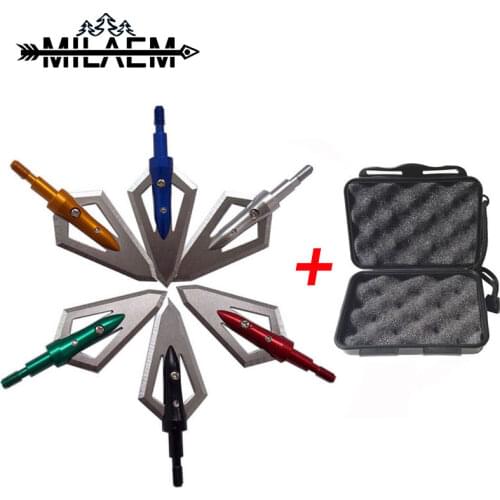 6pcs100Gr Archery Blade Arrowhead +1pc Broadhead Box Stainless Steel Target Point Arrowhead Outdoor Shooting Hunting Accessories