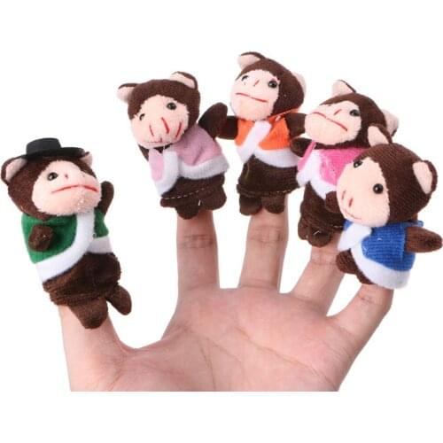 7Pcs Cartoon Animal Monkey Dolls Finger Puppets Set Mini Plush Baby Boys Girls Story Telling Hand Cloth Doll Educational Toys