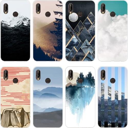 7H Blue mountain wall art Soft Silicone Tpu Cover Case for huawei p 20 lite pro y6 2017 mate 10 lite