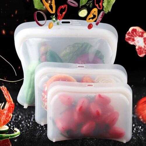 8 Pieces Reusable Silicone Food Bags Freezer Bags Snacks Food Storage Bags for Food Medium Size