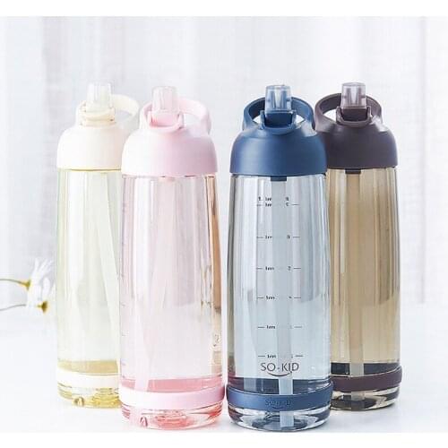 850ml/1000ml Healthy Plastic Water Bottle With Straw BPA Free Drink Bottle For Kids School Outdoor Sports Hiking Water Bottles