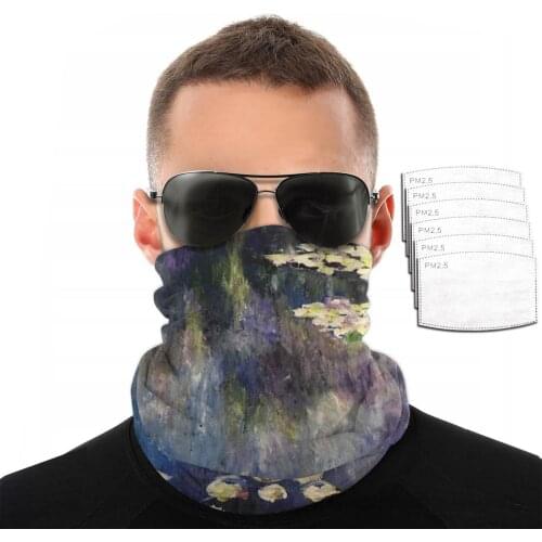 Bandana Neck Gaiter Headband Cycling Fishing Mask Scarf Water Lilies On Blue And Violet Multifunctional Outdoor Headwear