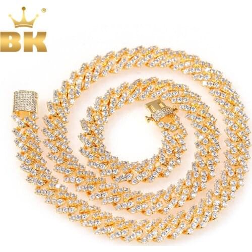 THE BLING KING 2020 New Style 9.6mm Spring Buckle Link Pave Iced CZ Cuban Link Necklaces Gold Luxury Jewelry Fashion Choker
