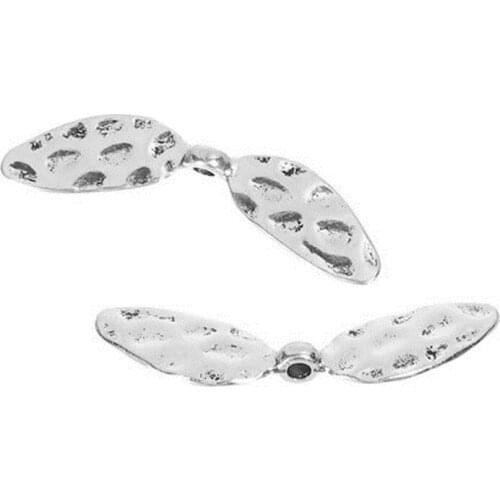 DoreenBeads Zinc Based Alloy Spacer Beads Dragonfly Wing Silver Color DIY Beads About 42 x 11mm, Hole: Approx 2.5mm, 30 PCs