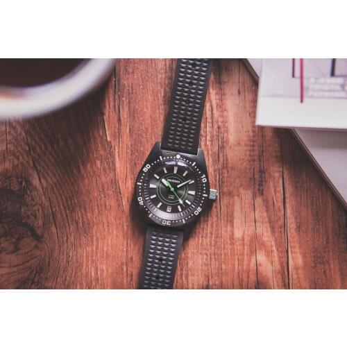Proxima Black PVD 62MAS 65 Stainless Steel Diver Dive Watch NH36 Movement Ceramic Bezel Insert C3 Luminous Black Green Day-Date