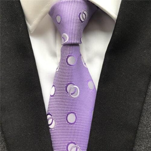 10 cm Width New Design Mens Ties Jacquard Woven Neck Tie Purple Big Dots Fashion Neckties